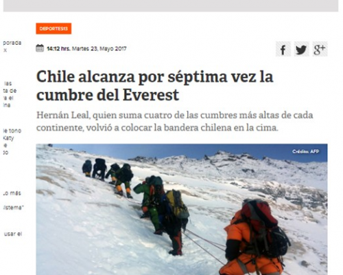 Chile alcanza por séptima vez la cumbre del Everest
