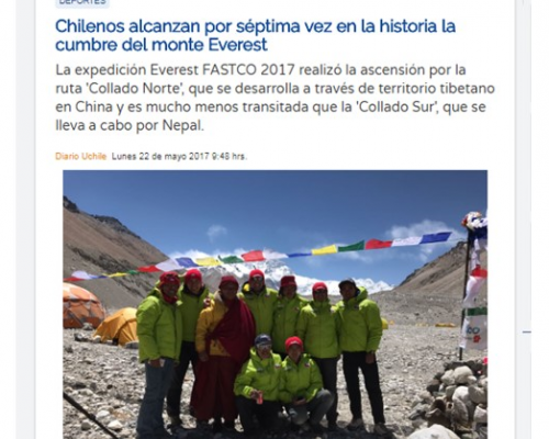 Chilenos alcanzan por séptima vez en la historia la cumbre del monte Everest